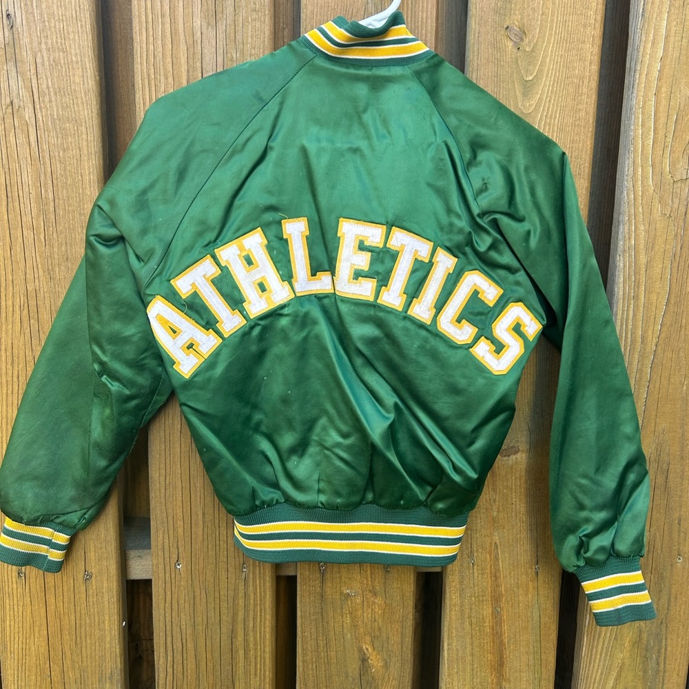 Vintage Kids Green Jacket with Athletics Lettering